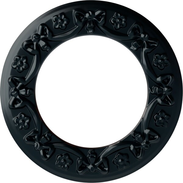 Ekena Millwork Ribbon with Bow Ceiling Medallion (Canopies up to 7 1/2"), 12 1/4"OD x 7 1/2"ID x 7/8"P, Night Shade CM12RINSF - main
